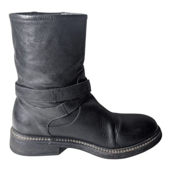 M. GEMI The Motore Pull On Black Leather Mid Calf Boot Size 38 - Picture 7 of 9